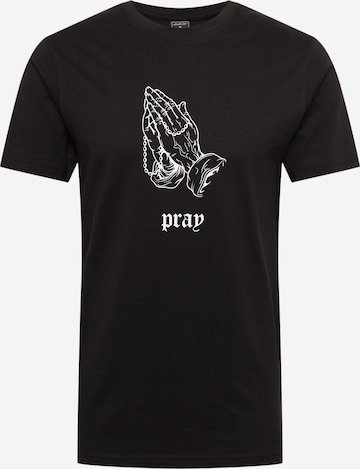 Tricou 'Pray' de la Mister Tee pe negru: față