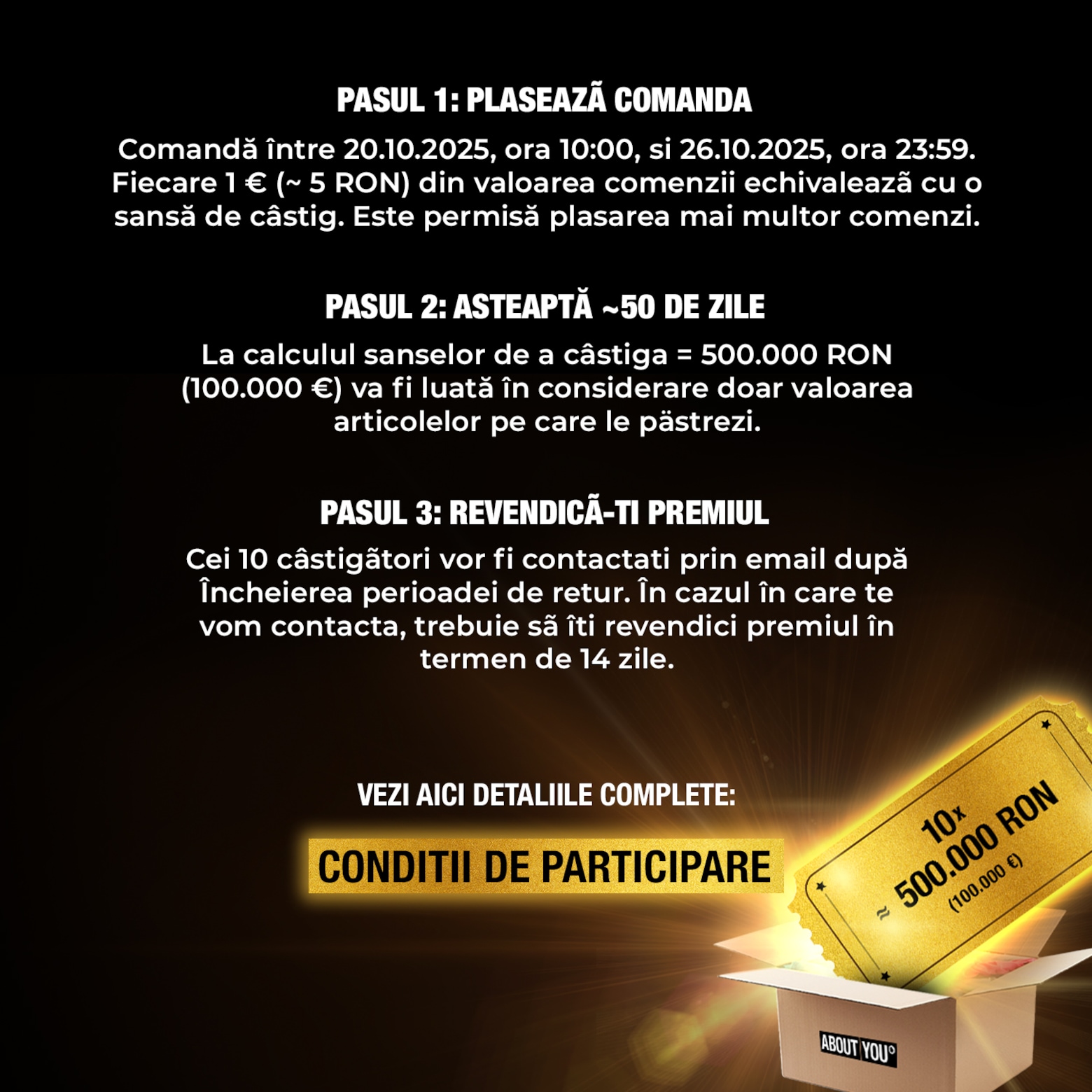 Comandă acum și participă automat ABOUT YOU pune la bătaie 1 MILION € (≈ 5 MILIOANE RON)