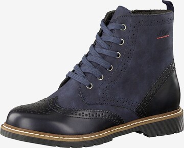 s.Oliver Lace-Up Ankle Boots in Blue: front