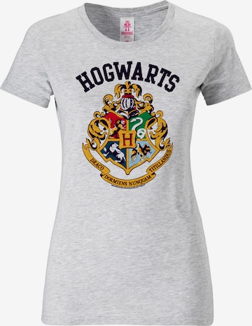 LOGOSHIRT Shirt 'Hogwarts' in Grijs: voorkant