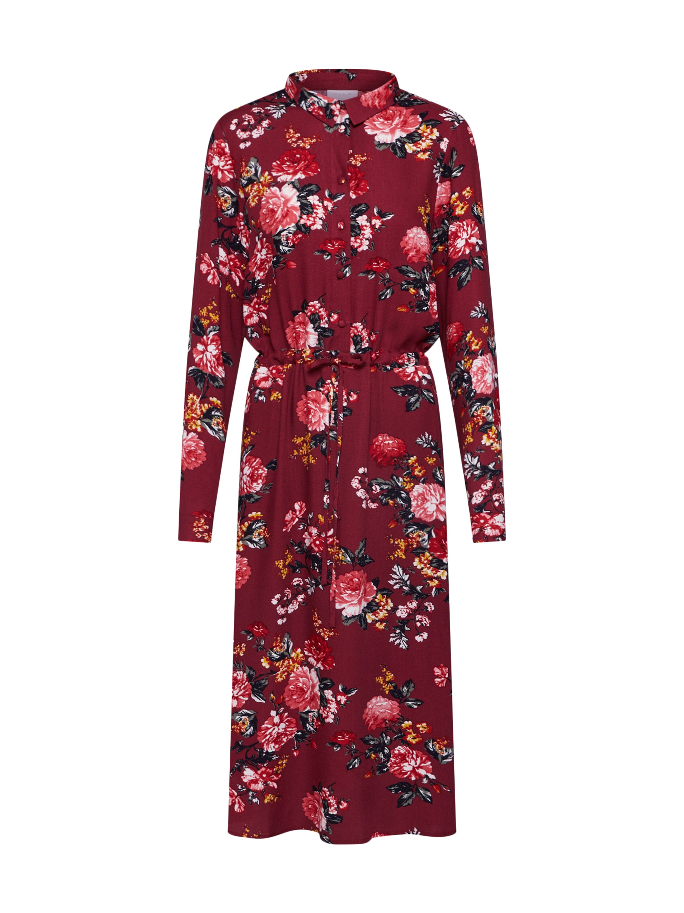 VILA - Blousejurk 'XA L/S SHIRT DRESS /KA' in de kleur Wijnrood