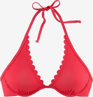LASCANA Triangel Bikinitop 'Scallop' in Roze: voorkant