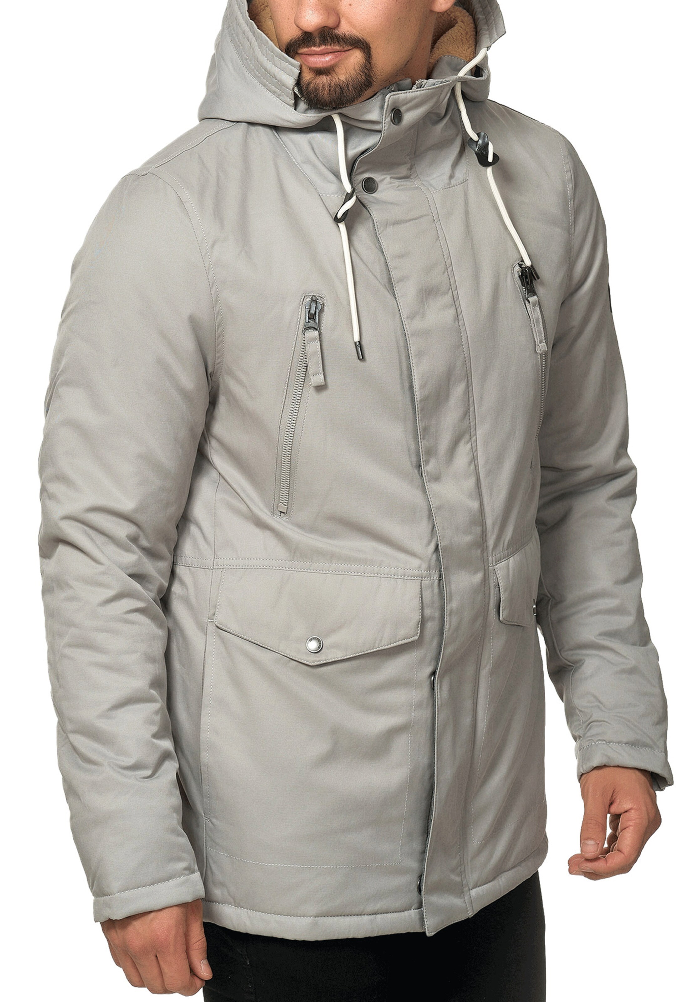 INDICODE JEANS Winterparka 'Loaf ' in Grijs