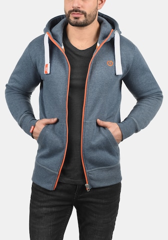 !Solid Zip-Up Hoodie 'Benn High-Neck' in Grey