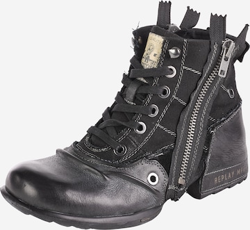 juoda REPLAY Auliniai batai su raišteliais 'CLUTCH': priekis