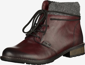 REMONTE Lace-Up Ankle Boots in Red: front