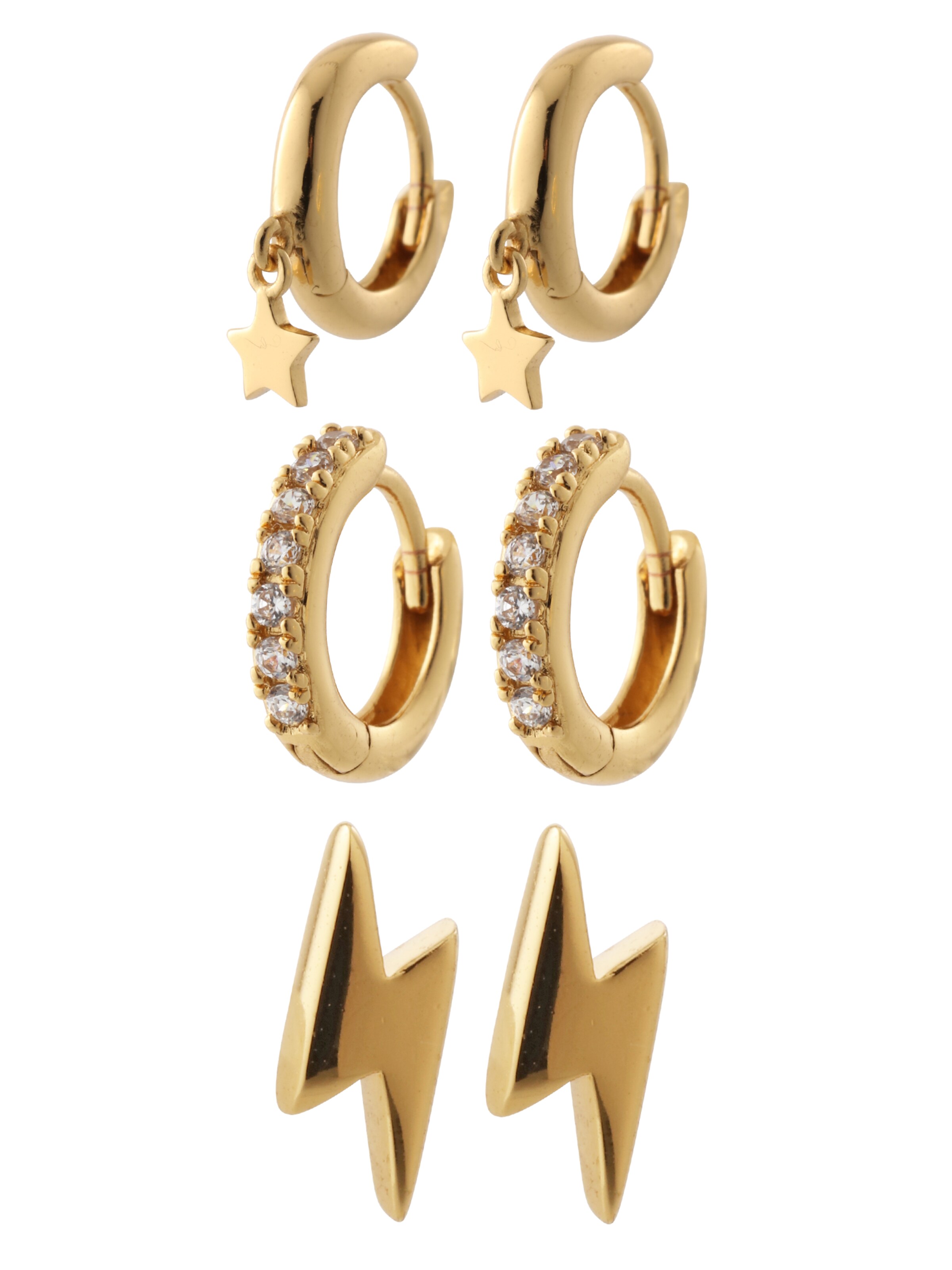 Orelia - Oorbellen 'Lightning and star ear party' in de kleur Goud