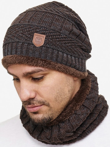 INDICODE JEANS Beanie ' Siracusa Hoddie ' in Brown: front