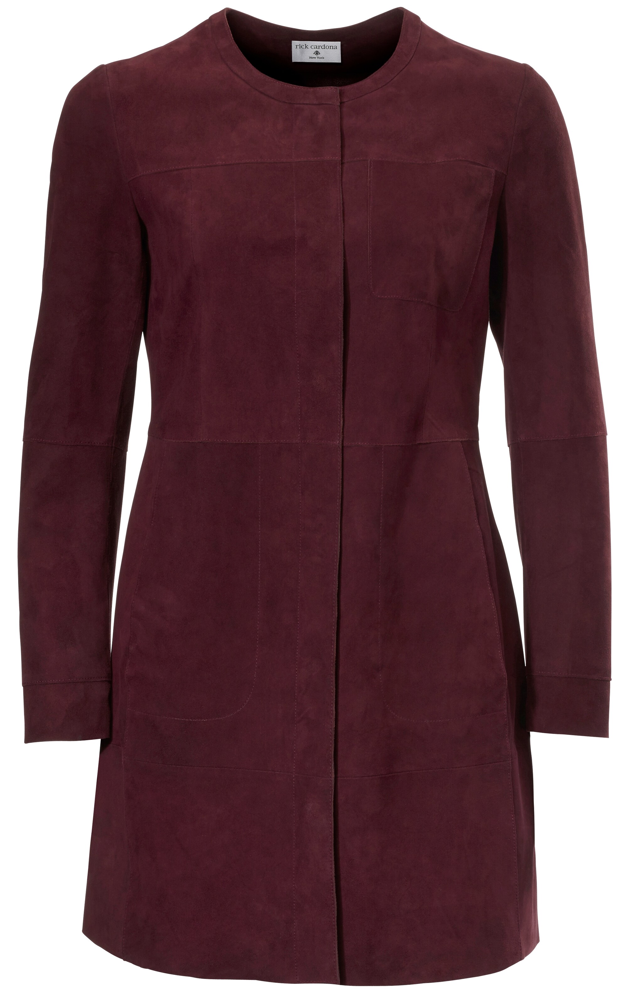 heine - Ledermantel, Ziegenvelours in bordeaux