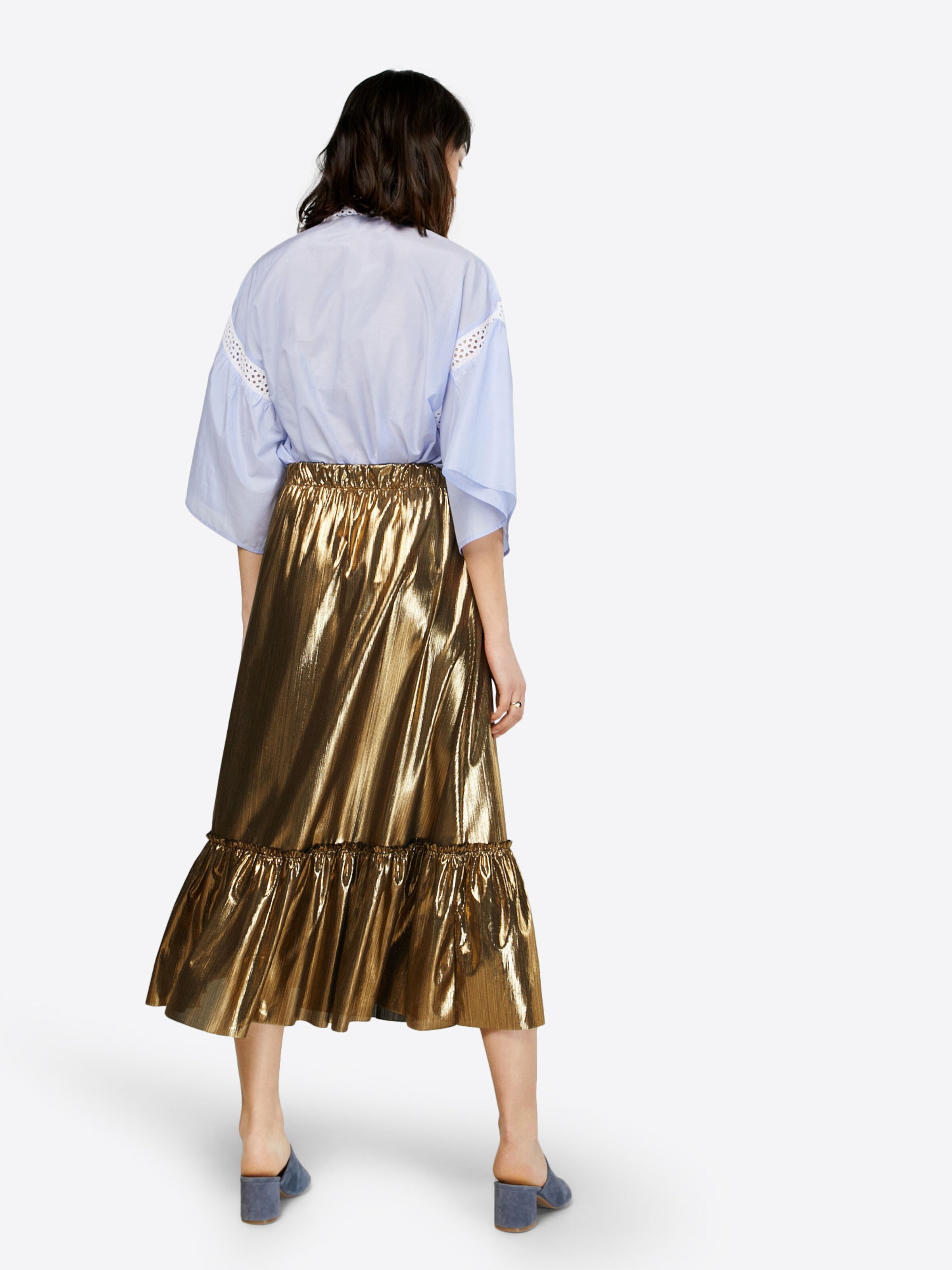 MOSS COPENHAGEN Jupe 'Fanny' en or: Vue de dos