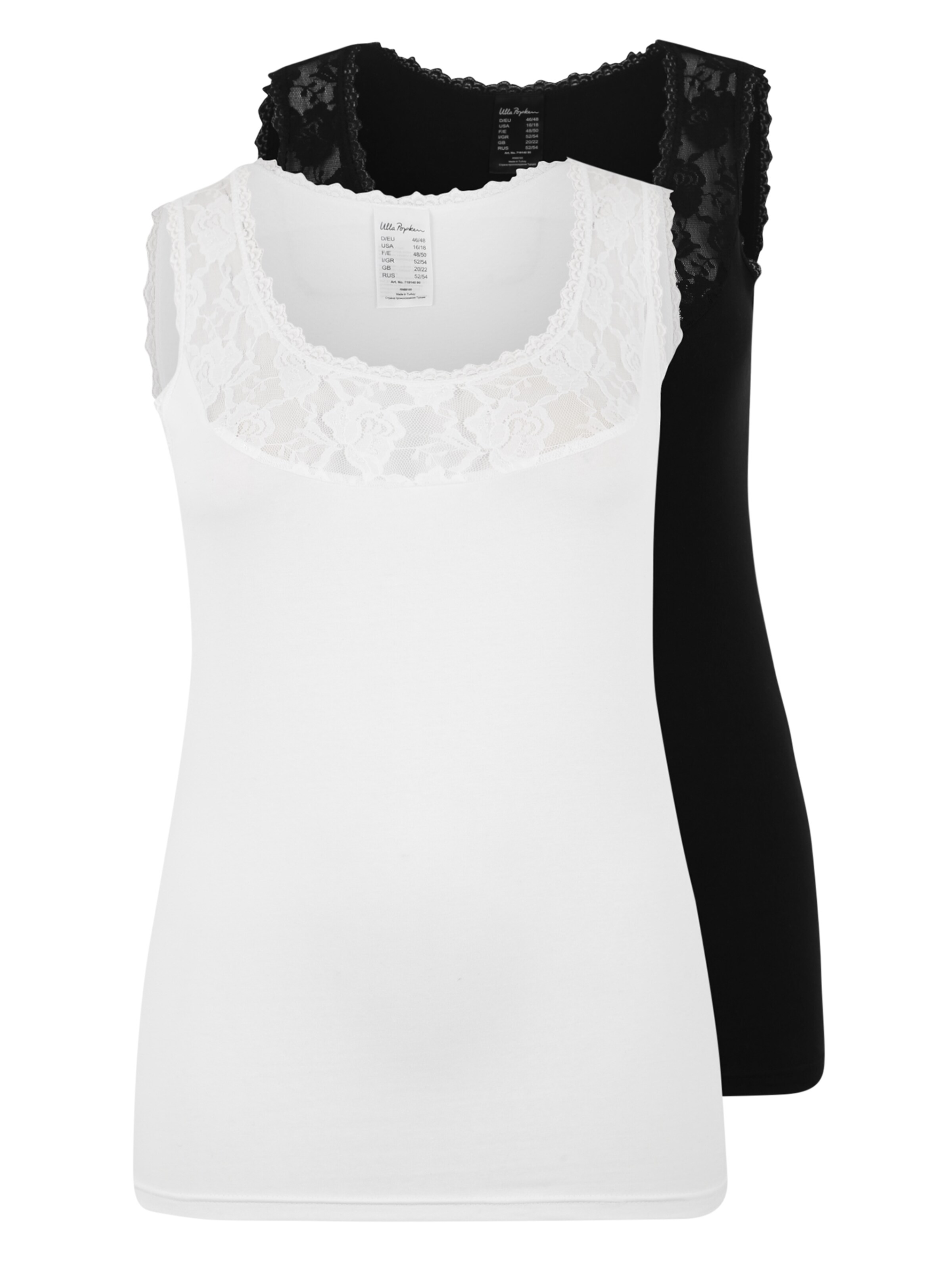 Ulla Popken - Onderhemd 'Unterhemd DoPa, Spitzenausschnitt' in de kleur Gemengde kleuren