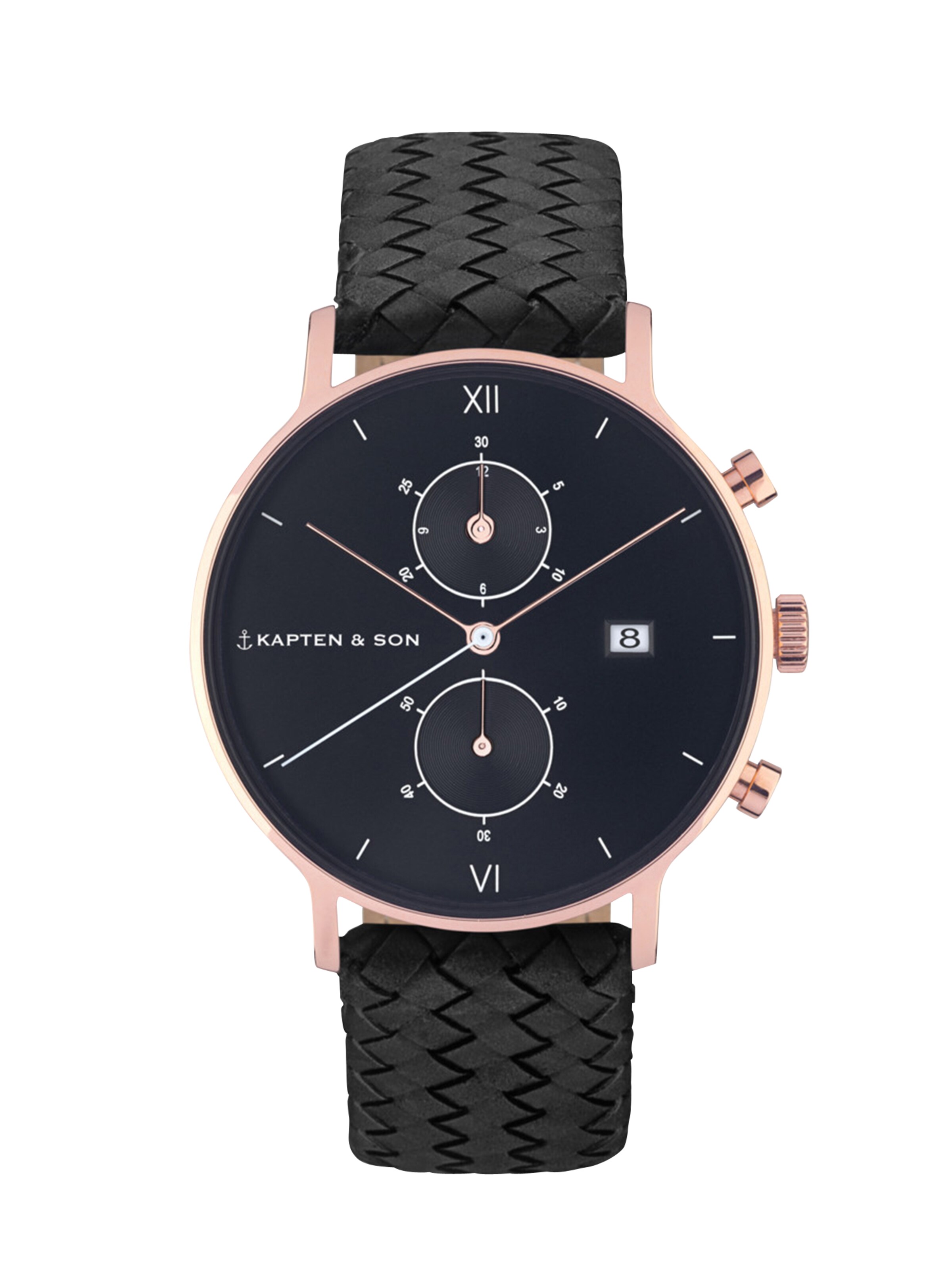 Kapten & Son - Analoog horloge 'Chrono Woven' in de kleur Zwart