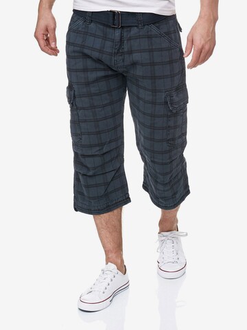 INDICODE JEANS Regular Cargo Pants '70-175 Nicolas Check' in Blue: front