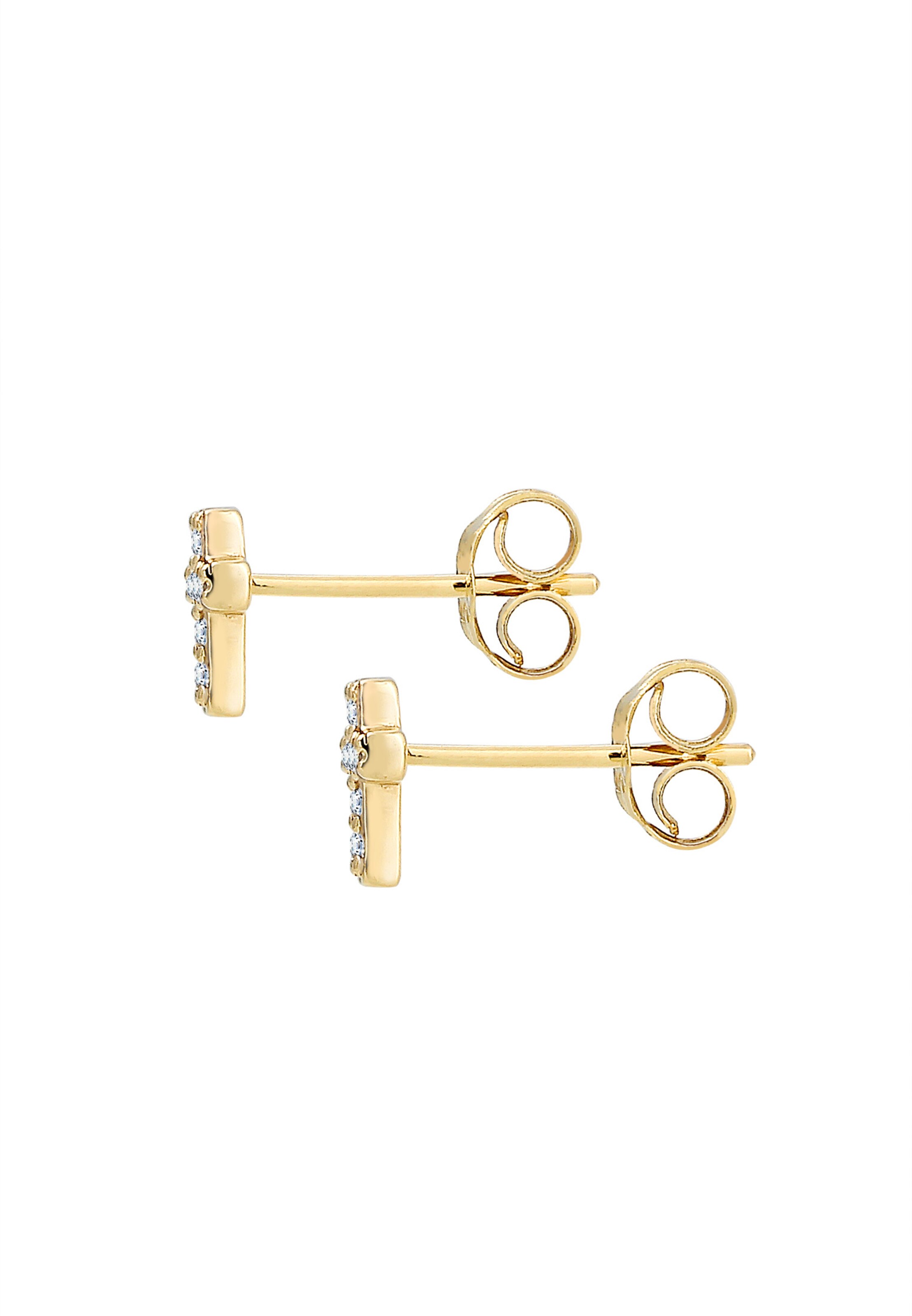 Elli DIAMONDS Earrings 'Kreuz' in Gold