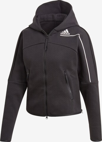 ADIDAS PERFORMANCE Athletic Zip-Up Hoodie in Black