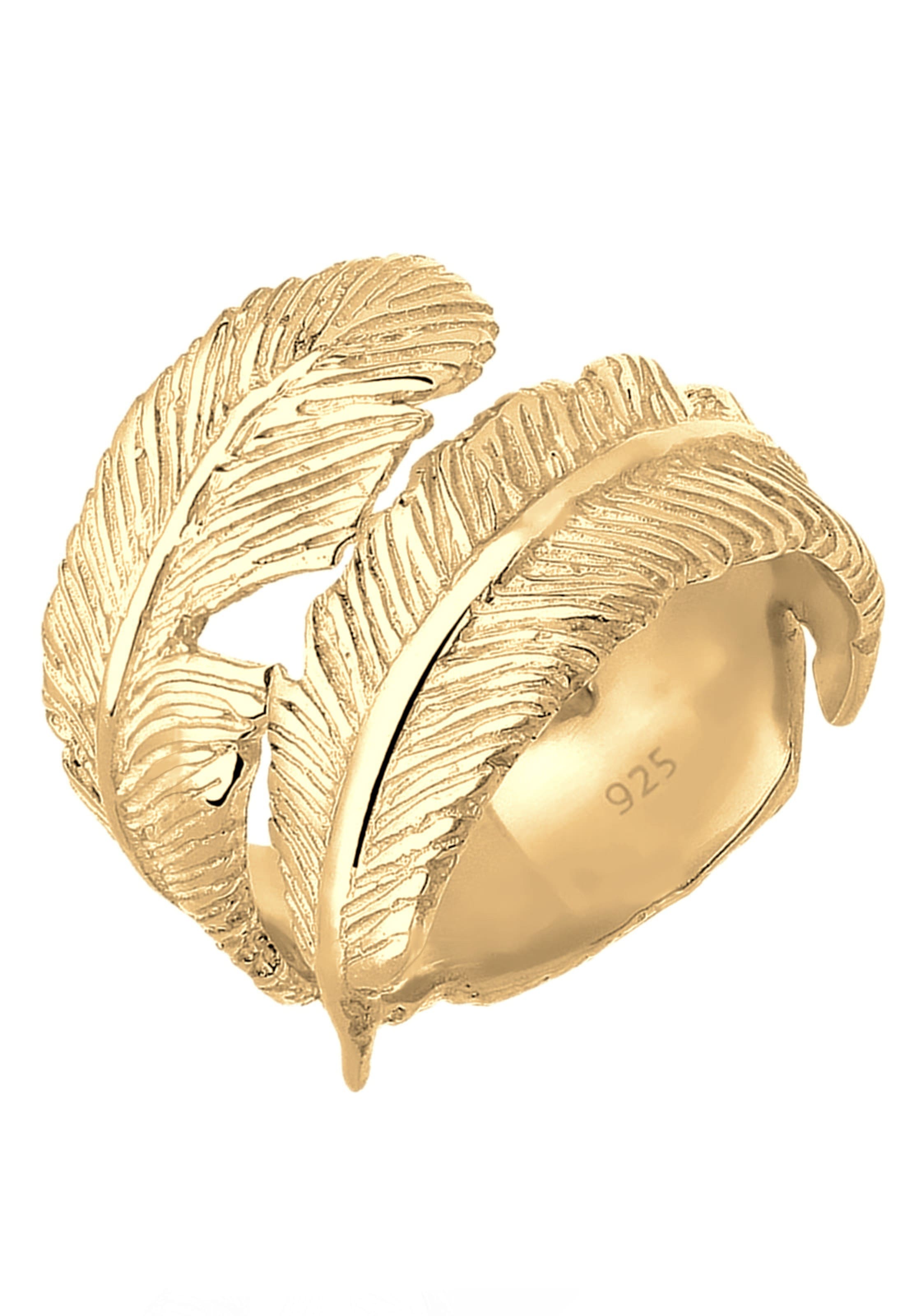 ELLI Ring 'Feder' in Goud: voorkant