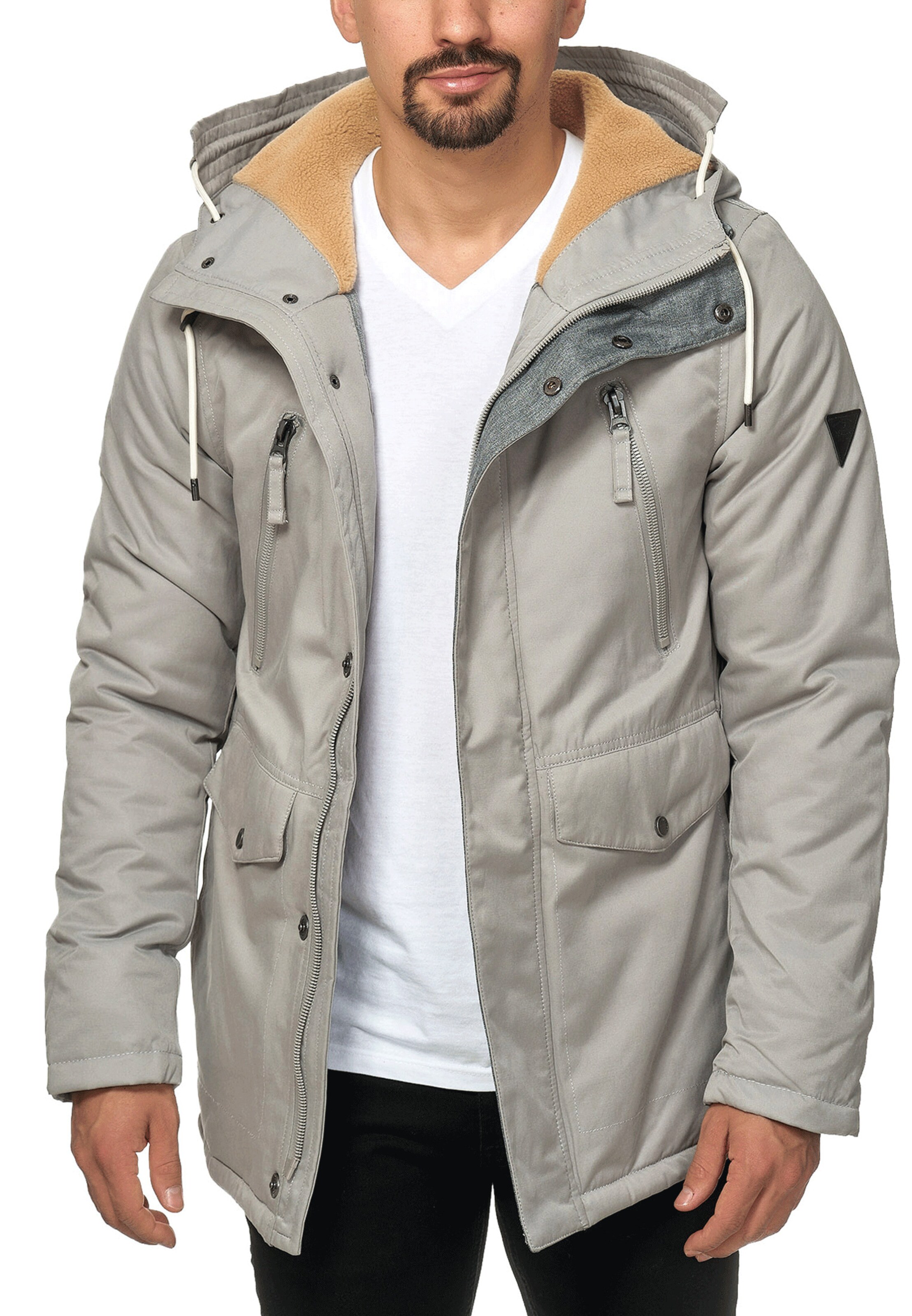 INDICODE JEANS Winterparka 'Loaf ' in Grijs