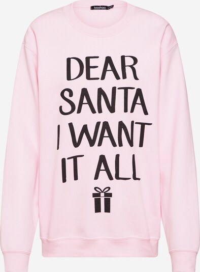 Boohoo Sweatshirt 'Dear Santa Christmas' em rosé / preto, Vista do produto