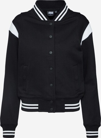 Urban Classics Zip-Up Hoodie in Black: front