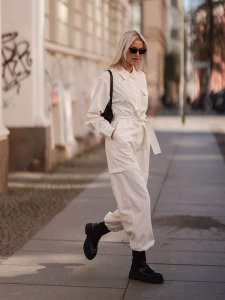 Lena Gercke - Cool White Overall Look by LeGer