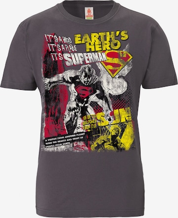 LOGOSHIRT Shirt 'Superman' in Grey: front