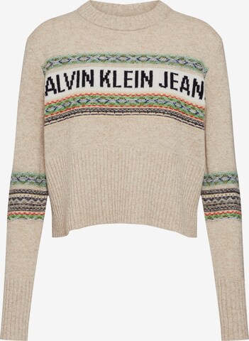 Calvin Klein Jeans Svetr 'REVERSE FAIRISLE' – béžová: přední strana