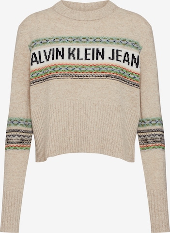 Calvin Klein Jeans Pullover 'REVERSE FAIRISLE' in Beige: predná strana