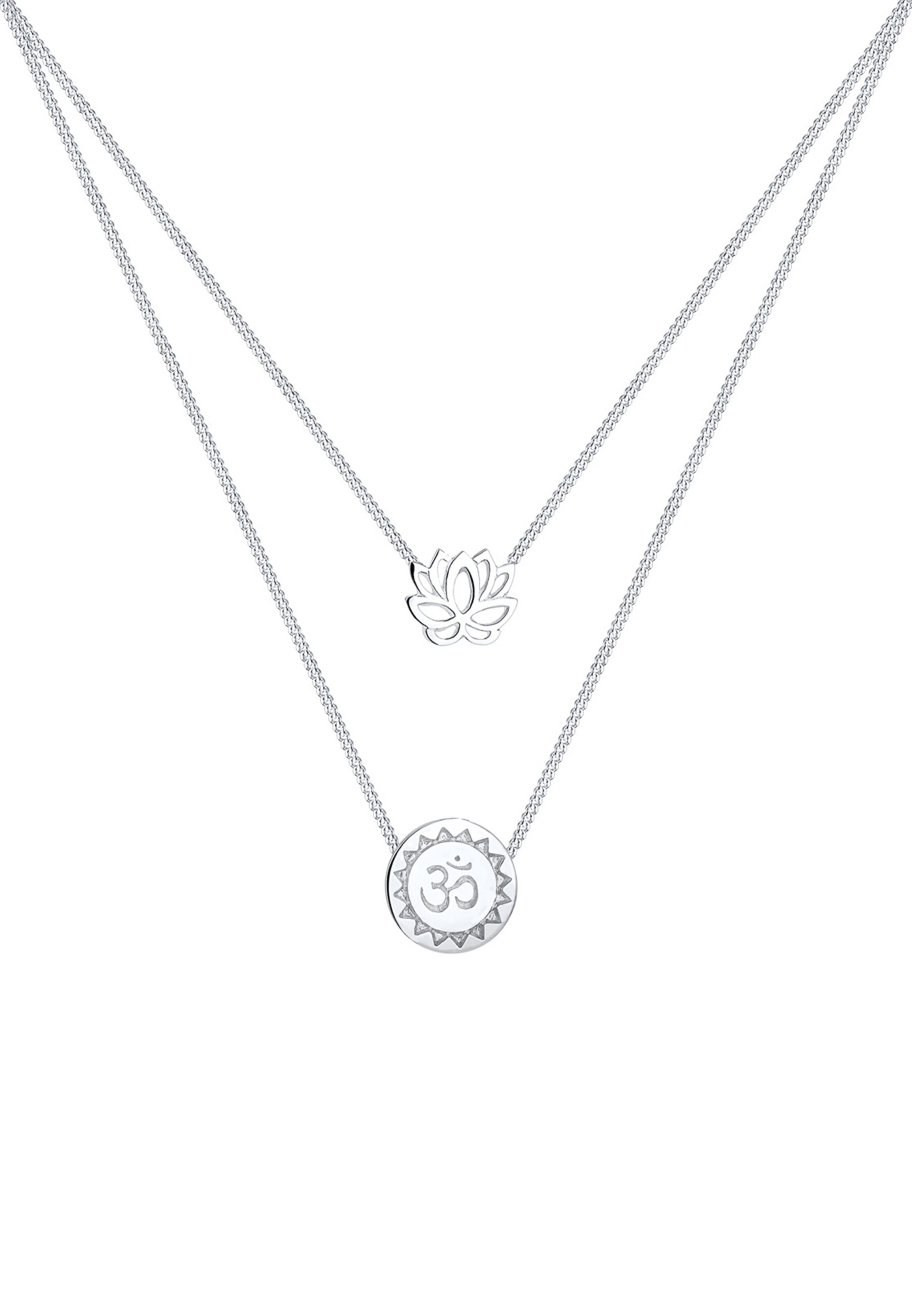 ELLI Kette 'Layer, Lotusblume, Om' in Silber