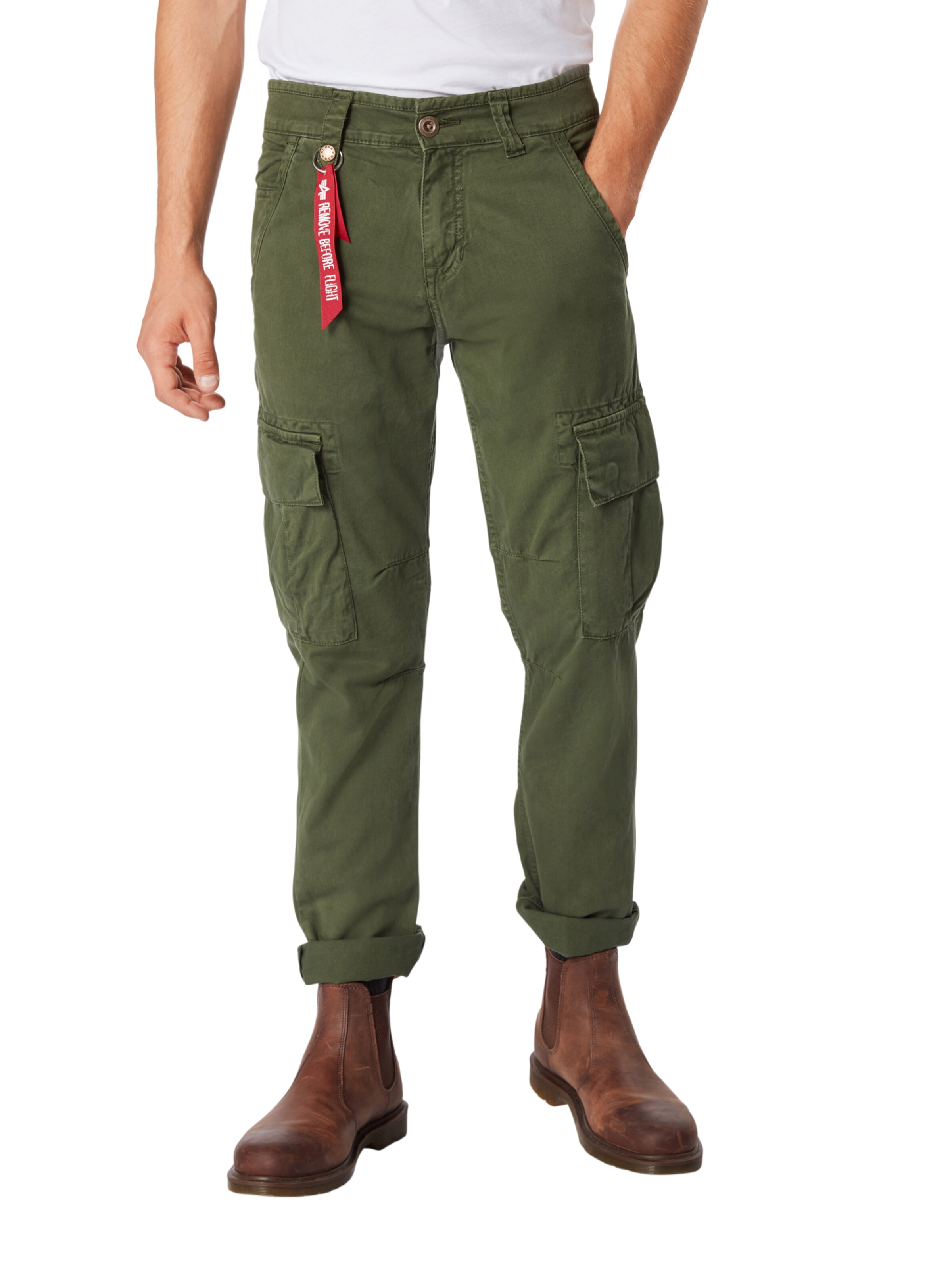 ALPHA INDUSTRIES regular Παντελόνι cargo 'Agent' σε πράσινο: μπροστά