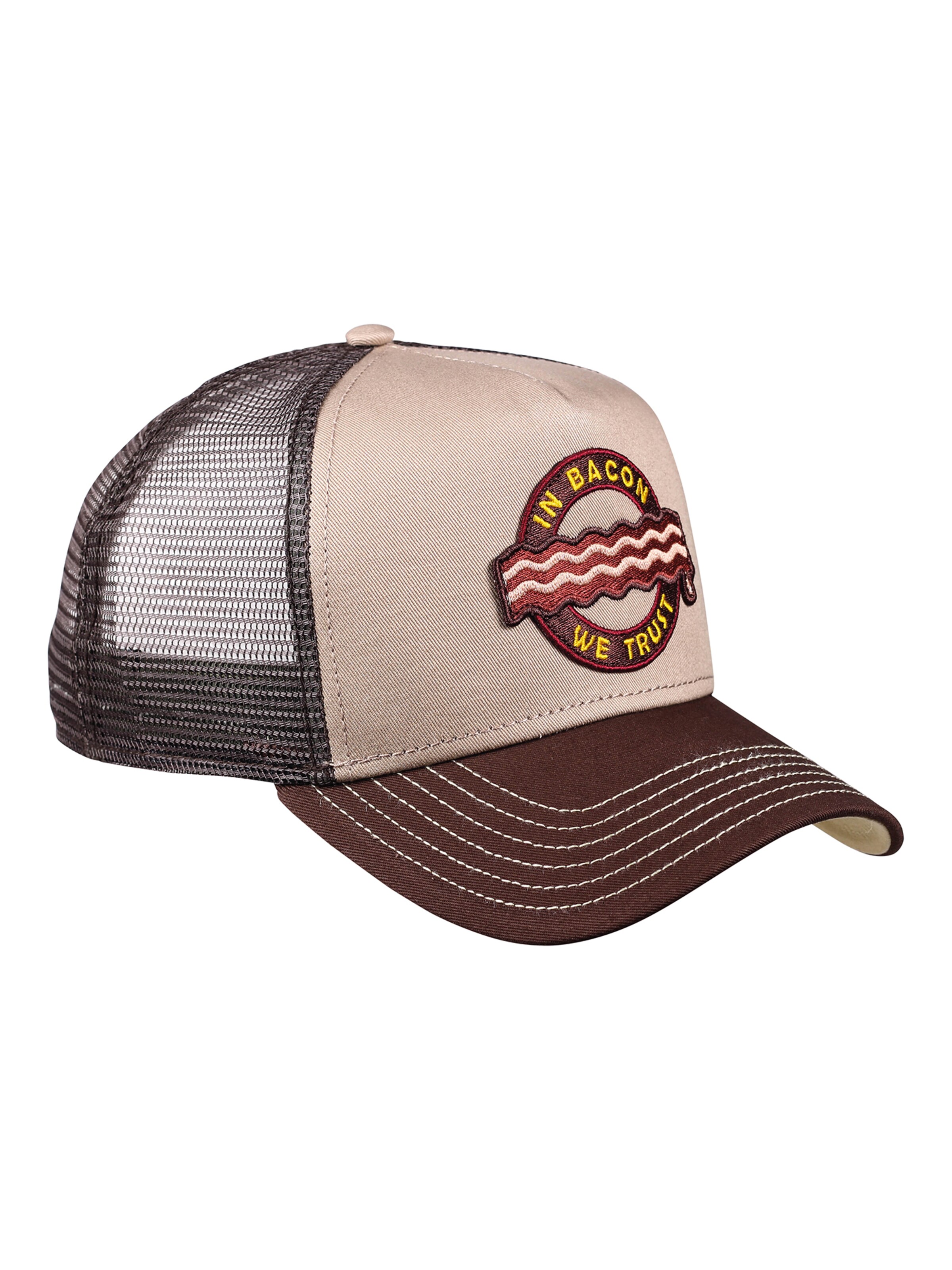 Cappello da baseball 'Food Bacon' di DJINNS in marrone: frontale