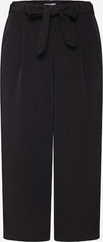 TOM TAILOR Loose fit Pleat-front trousers in Black: front