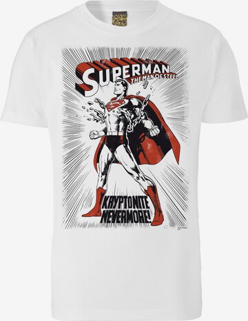 LOGOSHIRT Shirt 'SUPERMAN KRYPTONITE' in Wit: voorkant