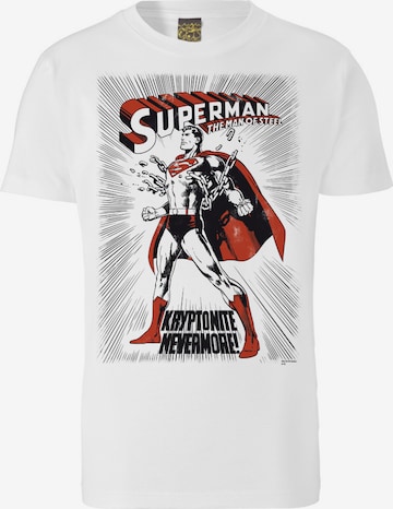 LOGOSHIRT Shirt 'SUPERMAN KRYPTONITE' in Weiß: predná strana