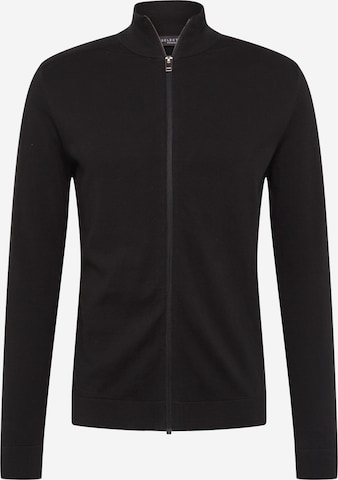SELECTED HOMME Regular fit Плетена жилетка 'Berg' в черно: отпред