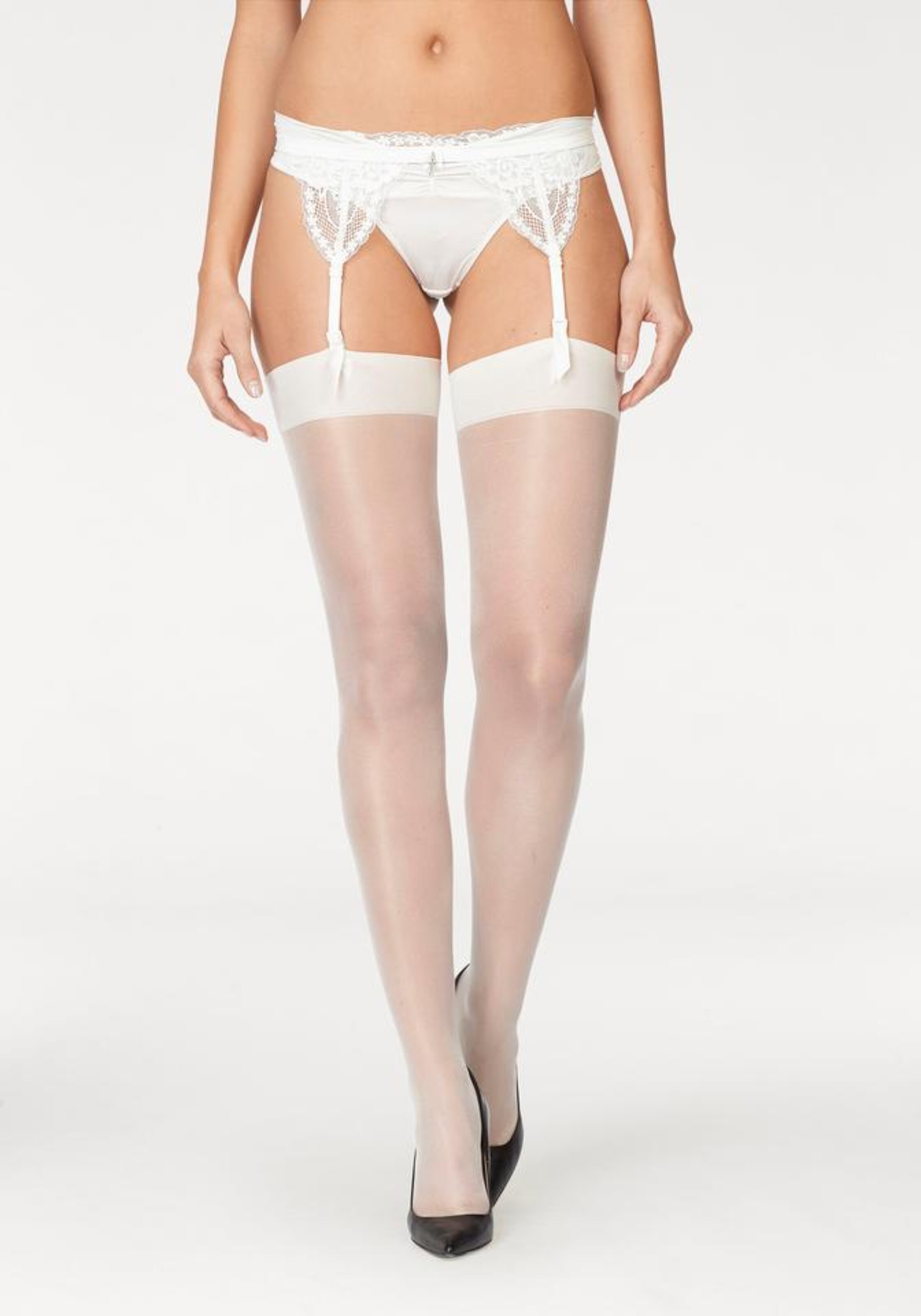 LASCANA - Basic-Strapsstrümpfe (2 Paar) 20DEN Satin Sheer in weiß