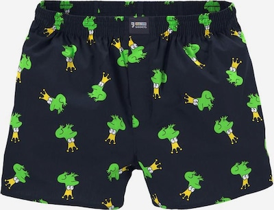 Happy Shorts Boxers 'Frosch' en bleu foncé / jaune / vert, Vue avec produit