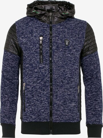 CIPO & BAXX Zip-Up Hoodie in Blue: front