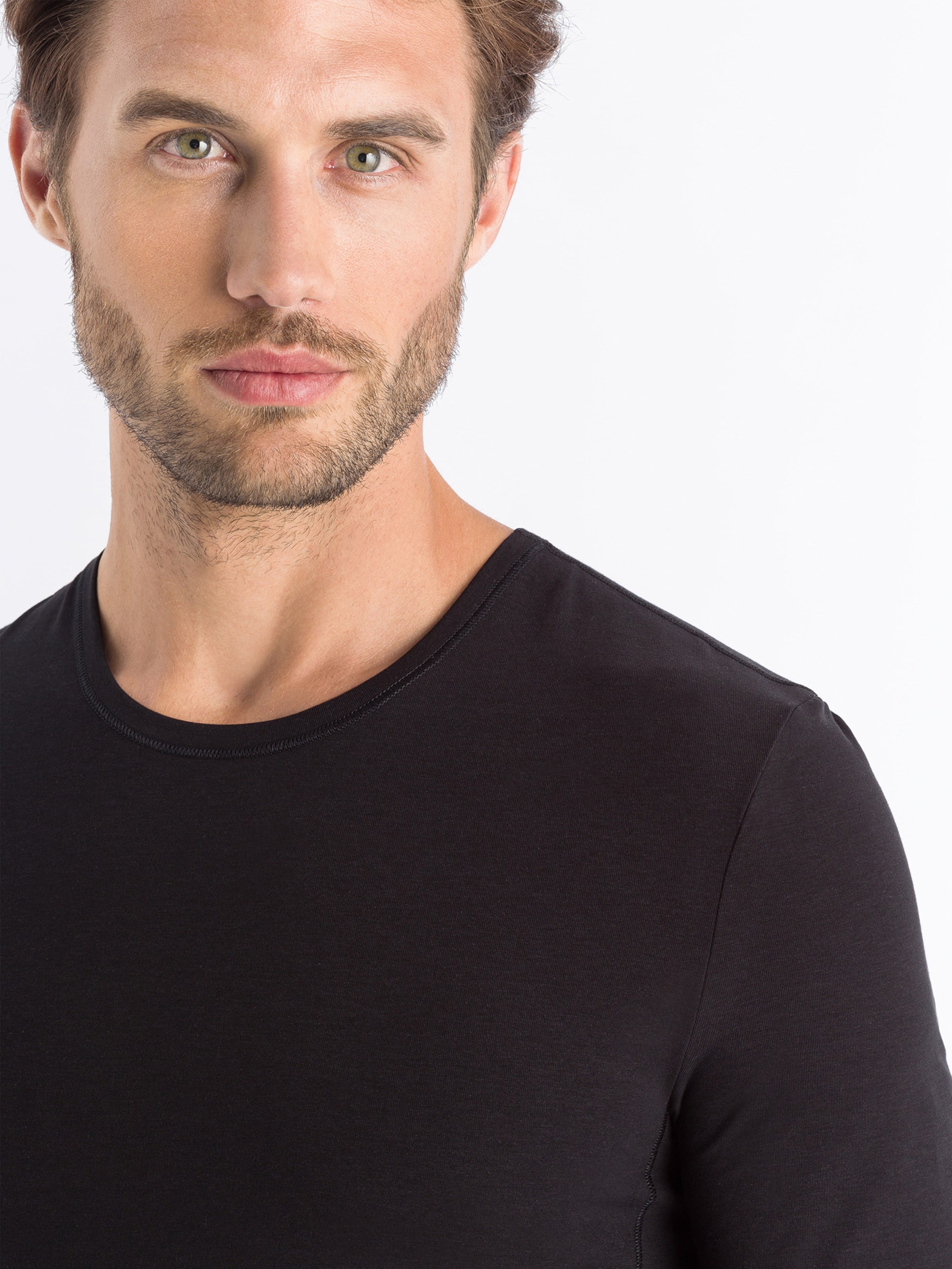 Männer Wäsche Hanro T-Shirt ' Natural Function ' in Schwarz - TX33001