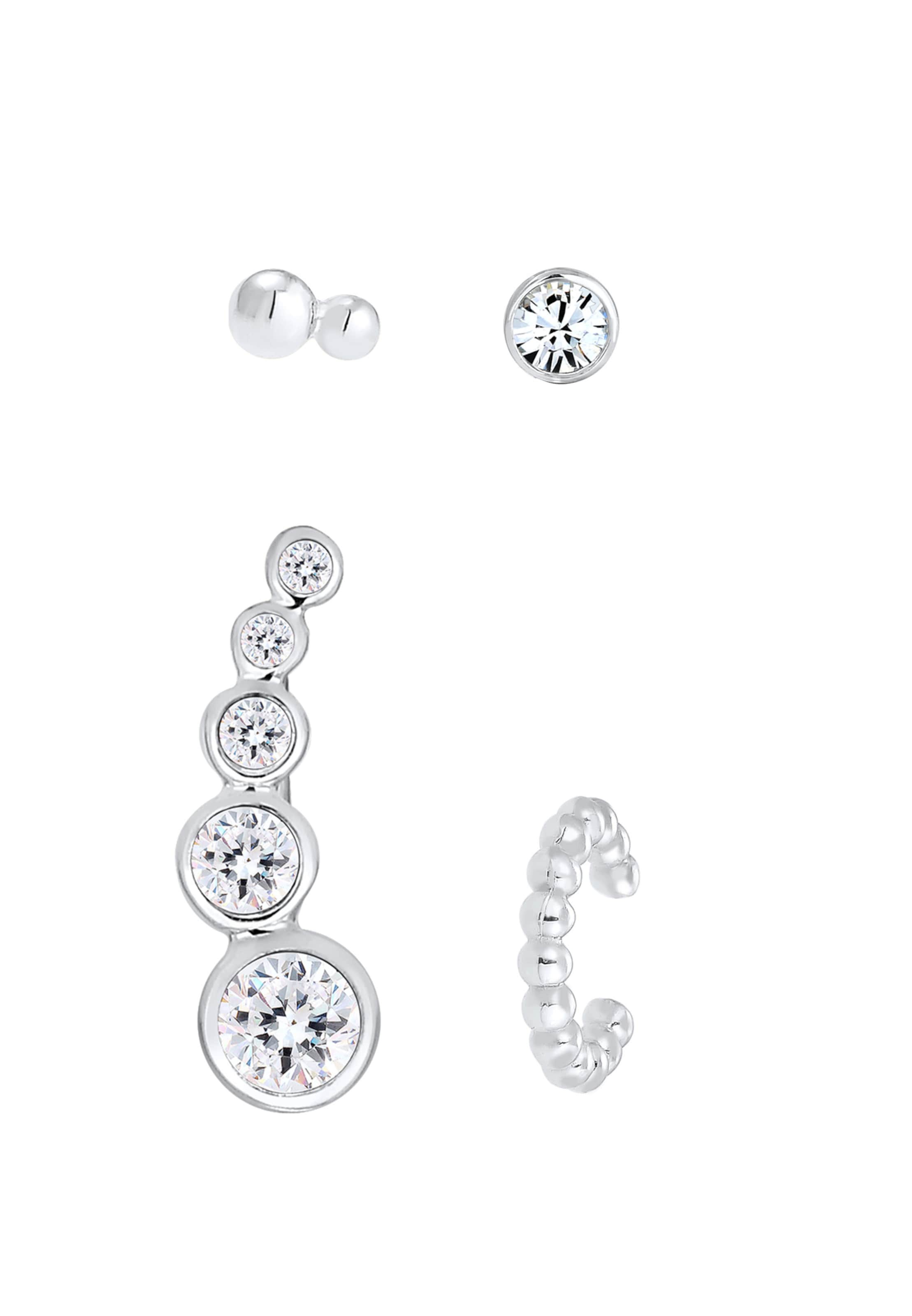 ELLI Oorbellen 'Ear Climber, Earcuff' in Zilver