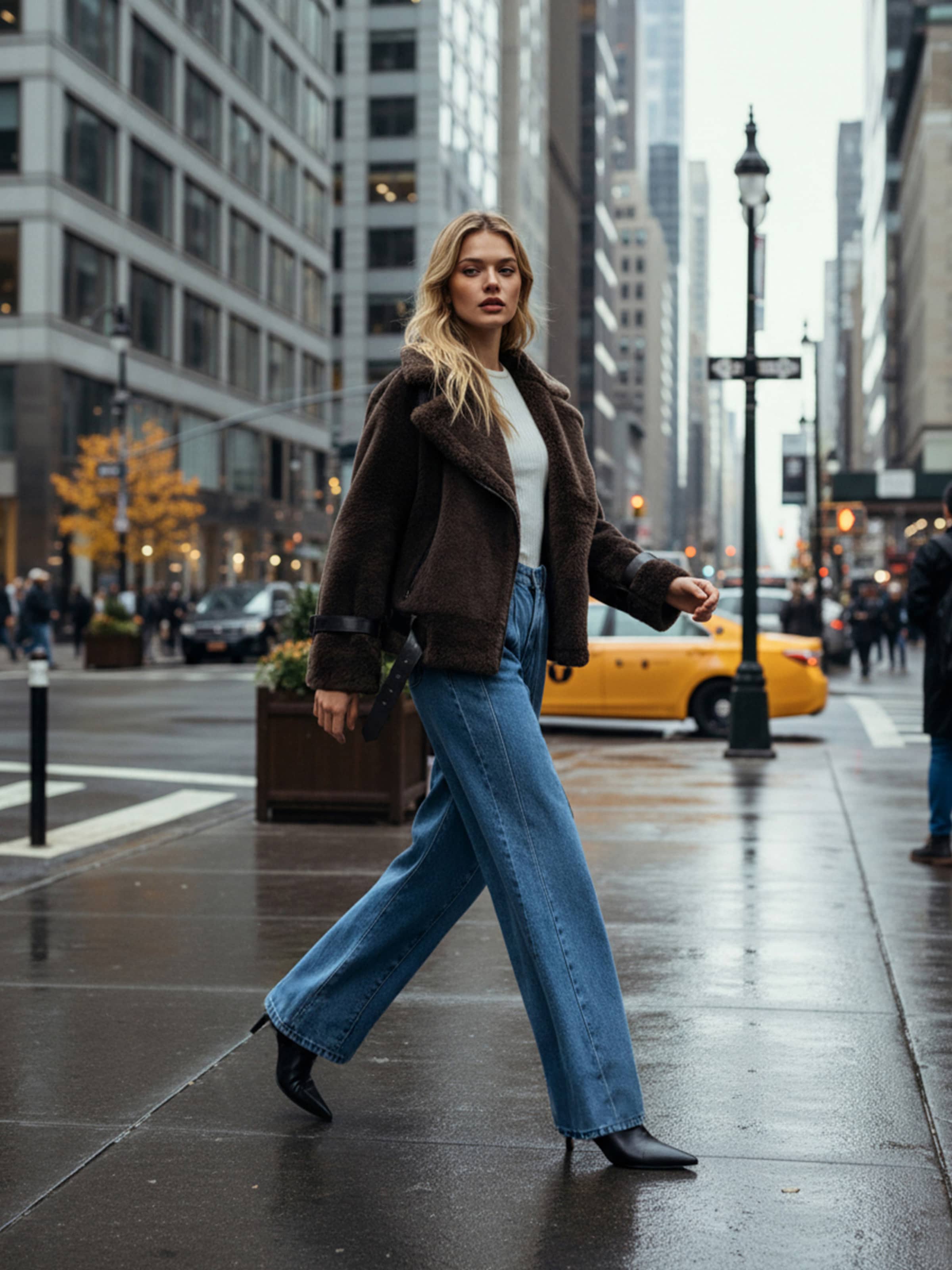 Gabriele - Teddy Chocolate Jacket And Jeans Look