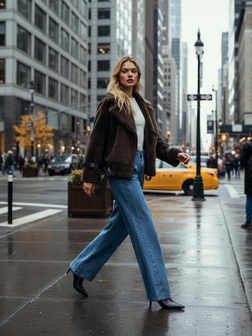 Teddy Chocolate Jacket And Jeans Look