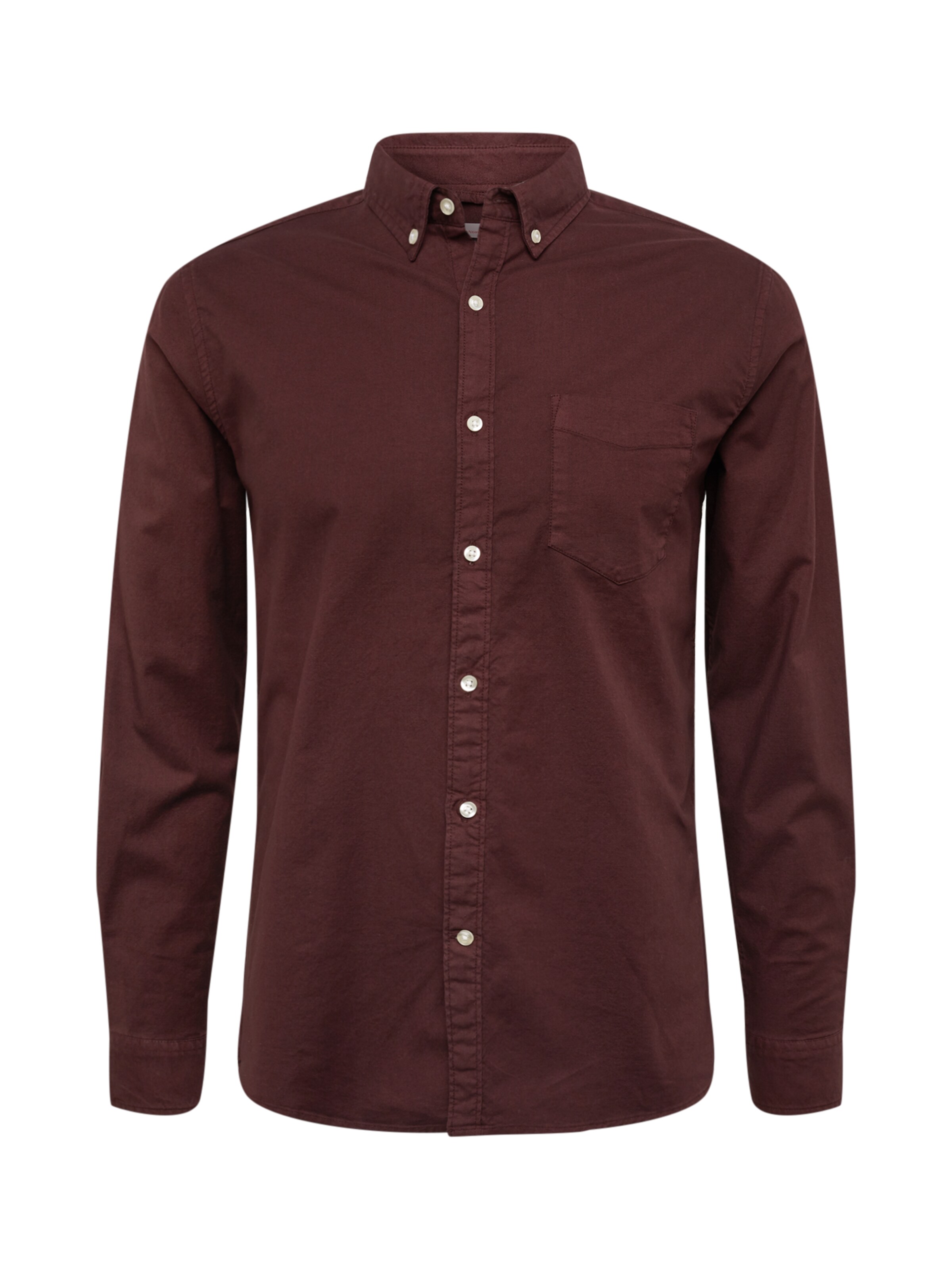 KnowledgeCotton Apparel - Overhemd in de kleur Wijnrood