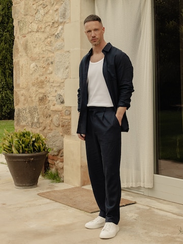 Navy Blue Linen Set Look