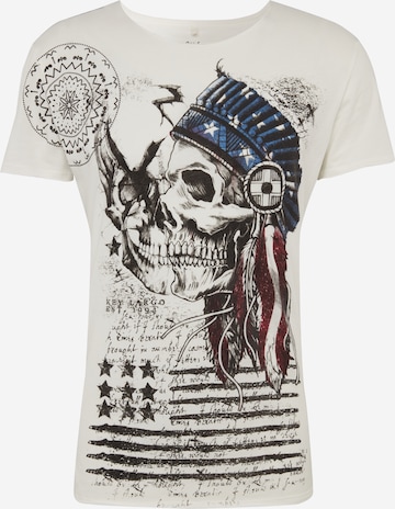 Tricou 'Indian Skull' de la Key Largo pe alb: față