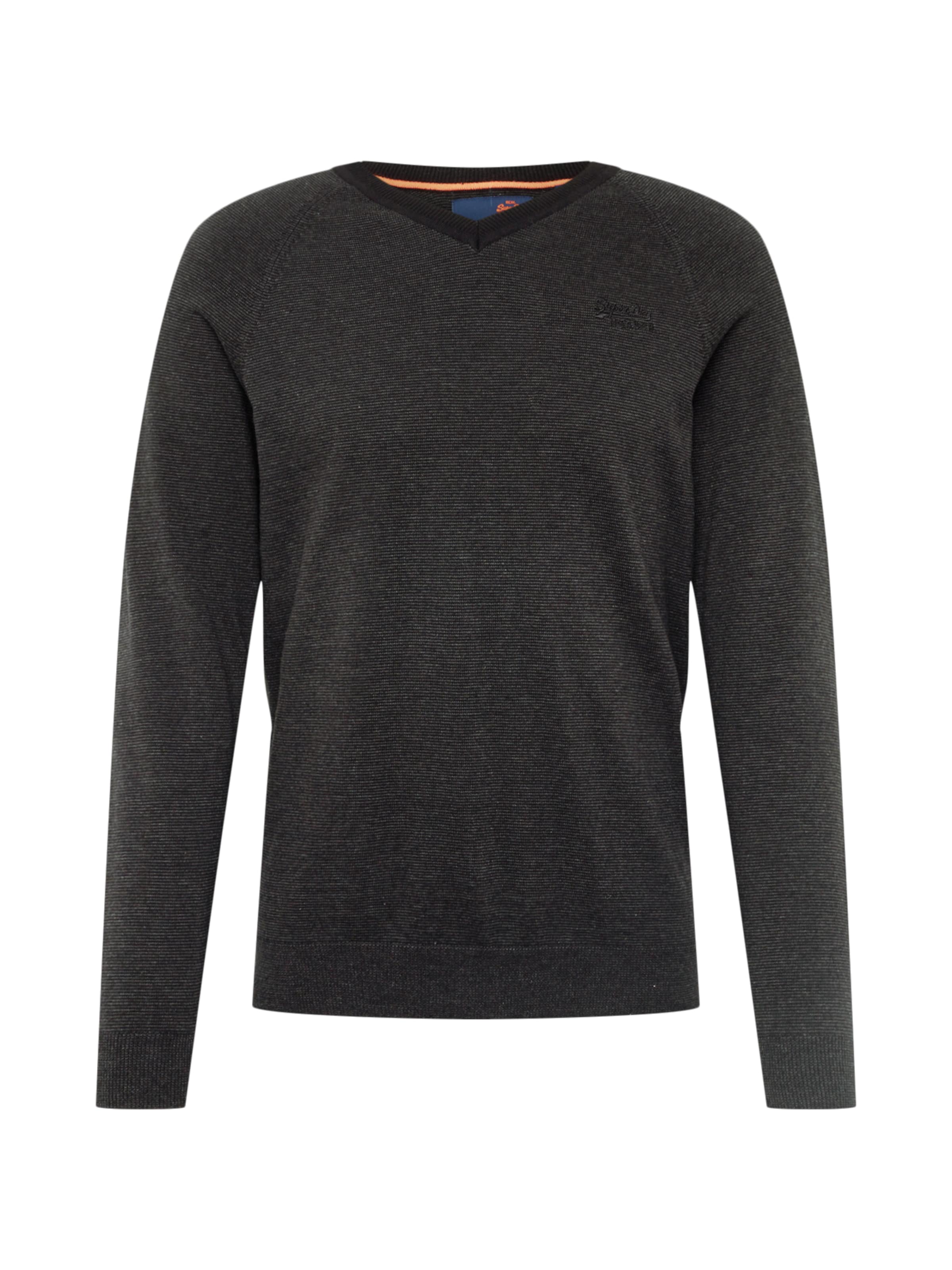 Superdry - Trui 'ORANGE LABEL COTTON VEE' in de kleur Donkergrijs