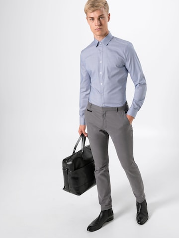 OLYMP Slim fit Zakelijk overhemd 'No. 6 Faux' in Blauw