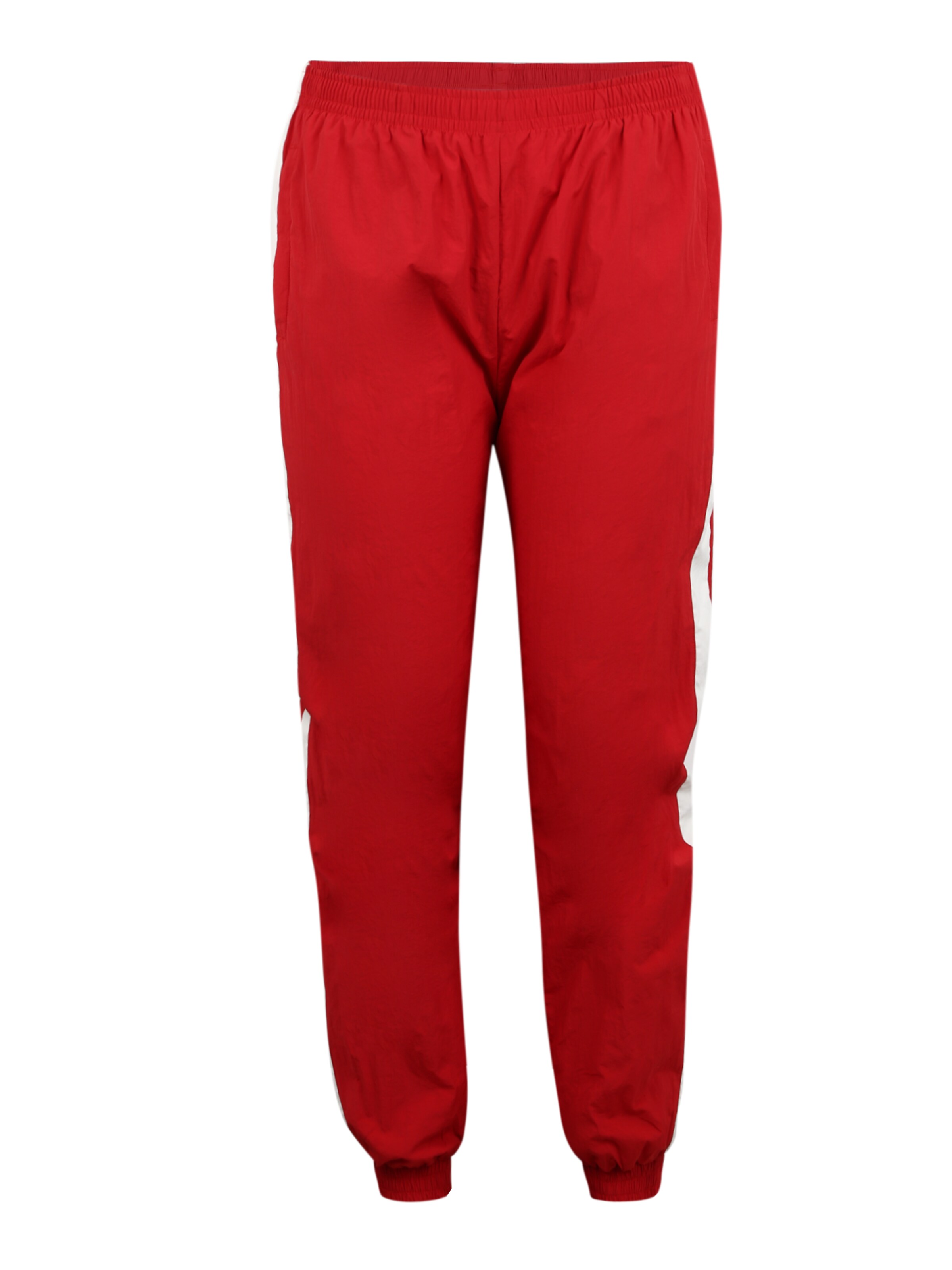Urban Classics Curvy - Broek 'Ladies Striped Crinkle Pants' in de kleur Rood