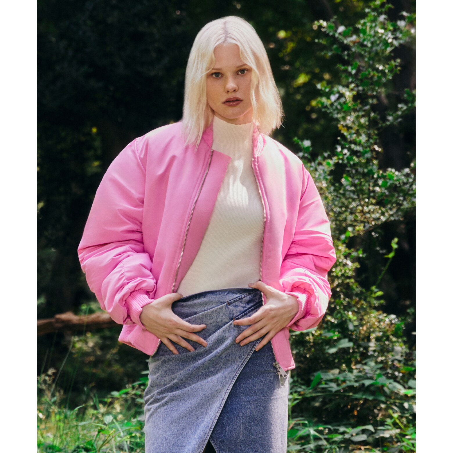 Lola - Youthful Pink Bomber Jacket Look
