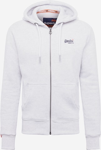 Superdry Zip-Up Hoodie in White: front