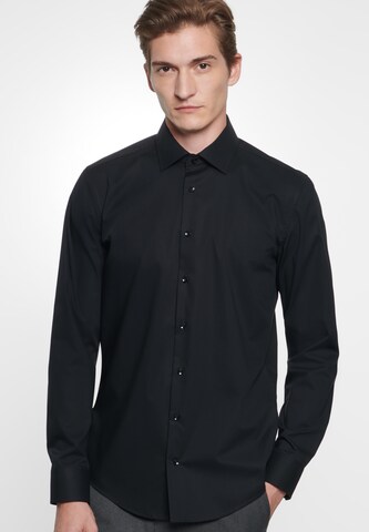 SEIDENSTICKER Slim fit Zakelijk overhemd in Zwart: voorkant